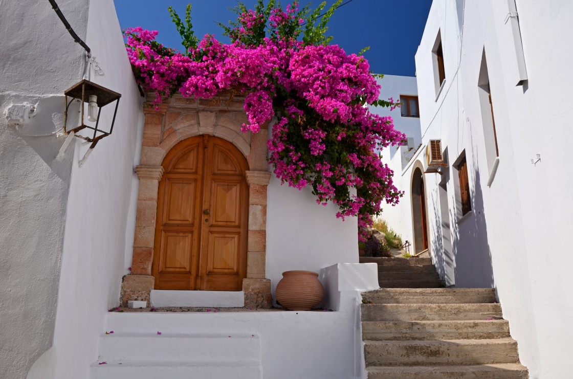 Greek house in Lindos town, Rhodes island