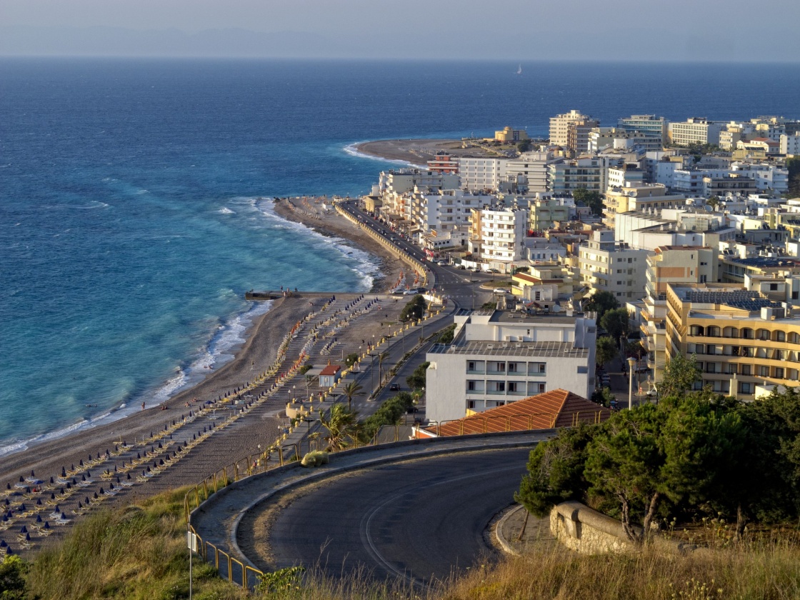 View of beach side in Rodos isle in Greece